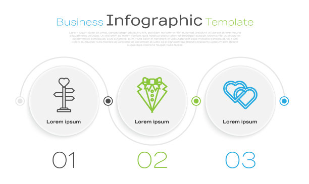 用心形套装和两个相连的线路标图片下载