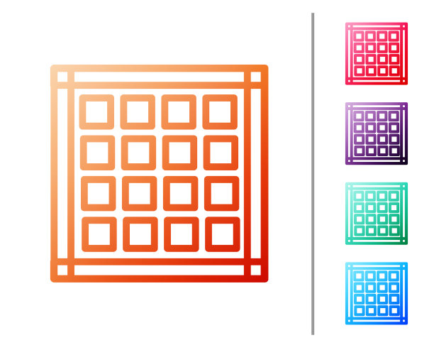 红色线方格餐巾图标孤立在白色图片下载