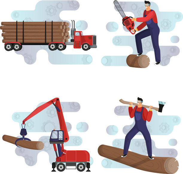 伐木、装载、运输原木图片下载