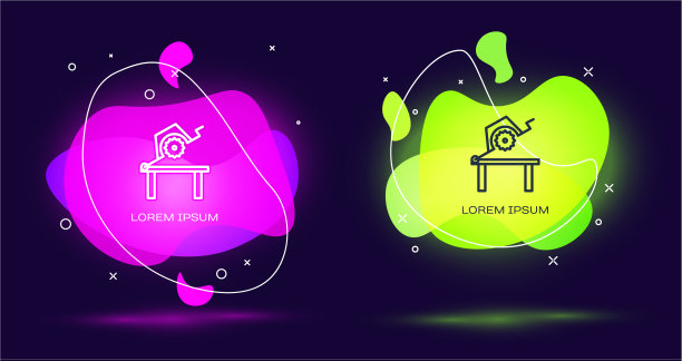 线条表锯为木制品图标孤立在黑色图片下载