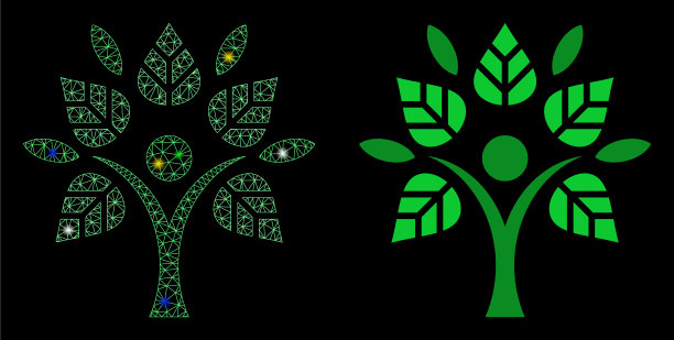 光面网线框生态人图标与光图片下载