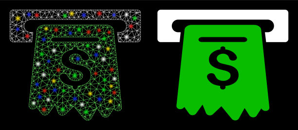 闪光网线框架ATM图标与闪光点图片下载
