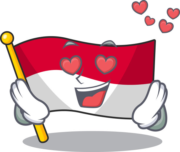 坠入爱河的可爱国旗摩纳哥卷轴卡通图片下载