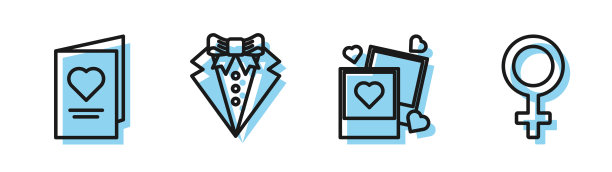 线两个空白相框和心图片下载