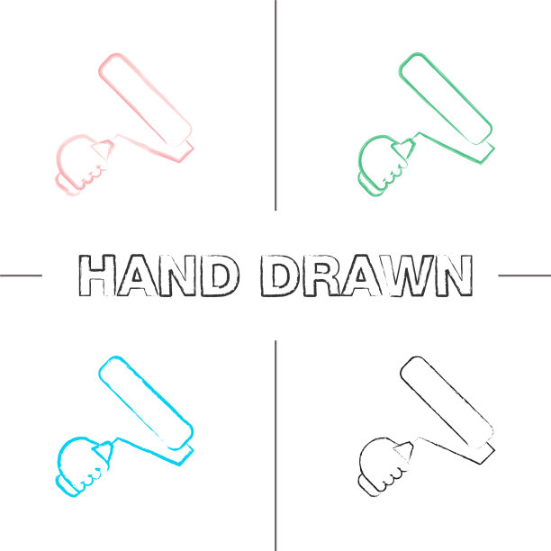 手持油漆滚筒手绘图标集图片下载