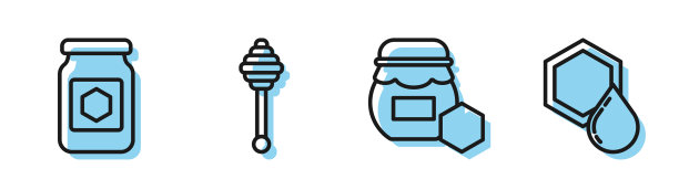 设线罐蜂蜜罐蜂蜜勺图片下载