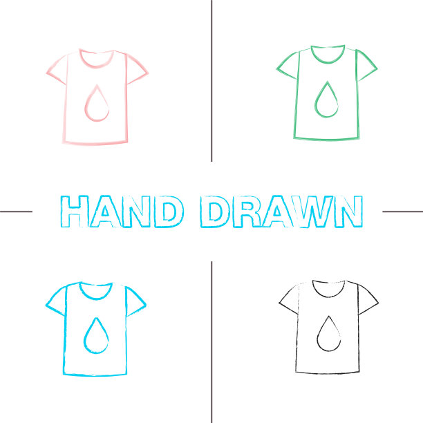 印在t恤上手绘图标集图片下载