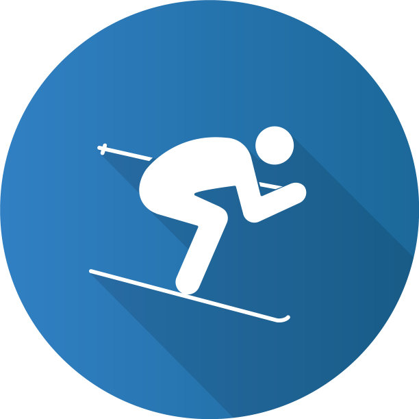 滑雪者平面设计长阴影字形图标图片下载