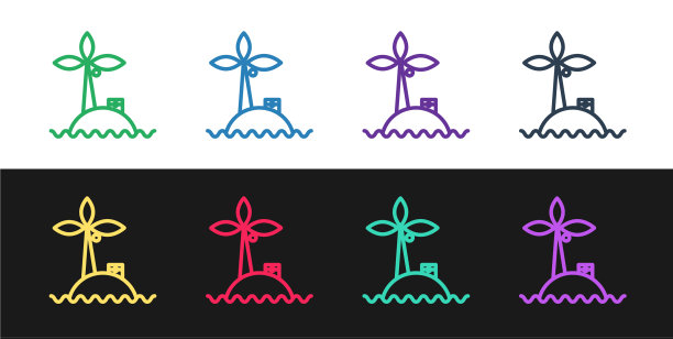 设线热带岛屿在海洋图标孤立上图片下载