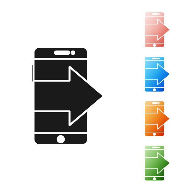 黑色智能手机手机图标隔离图片下载