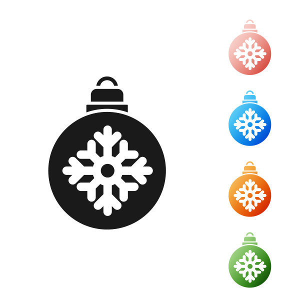 黑色圣诞球图标孤立在白色图片下载
