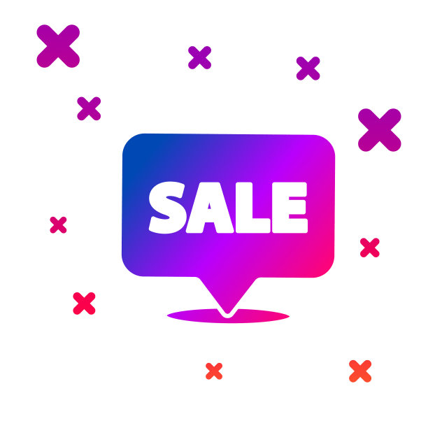 彩色悬挂标志与文字销售图标隔离图片下载