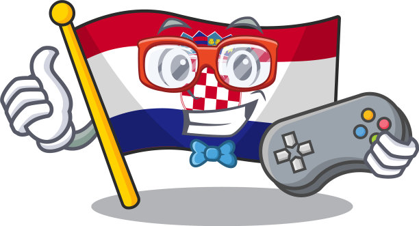 滑稽极客玩家旗克罗地亚卷轴卡通图片下载