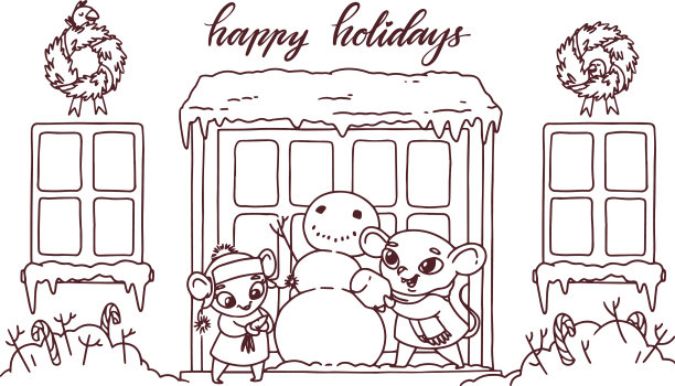 用鼠标为孩子们涂色明信片图片下载