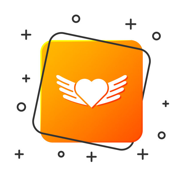 白色的心与翅膀图标孤立在白色图片下载