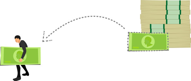 一个男人从一堆钱里拿钱图片下载