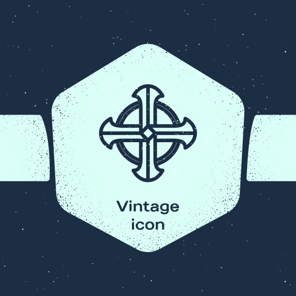 垃圾摇滚线凯尔特十字图标孤立在蓝色图片下载