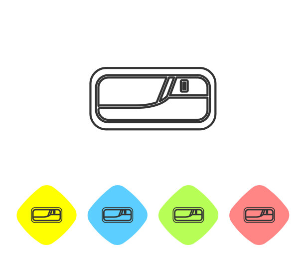 灰色线汽车门把手图标孤立在白色图片下载