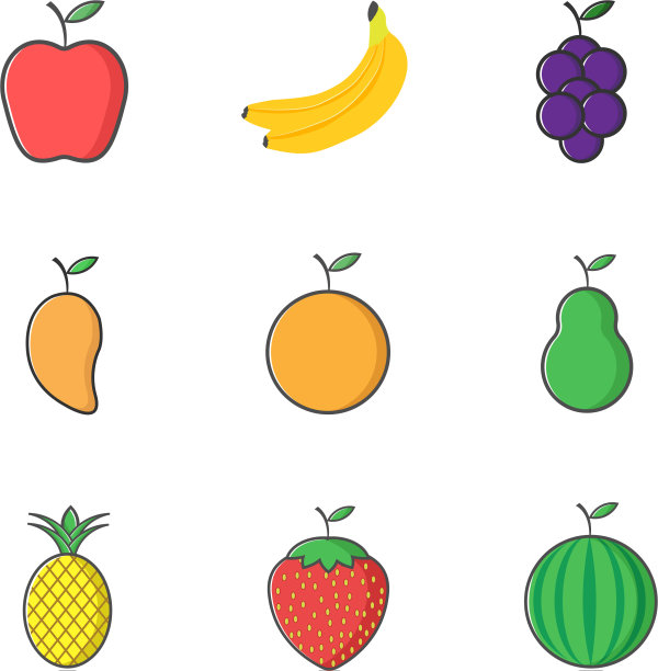 简单的设置水果图标，苹果，香蕉，葡萄图片下载