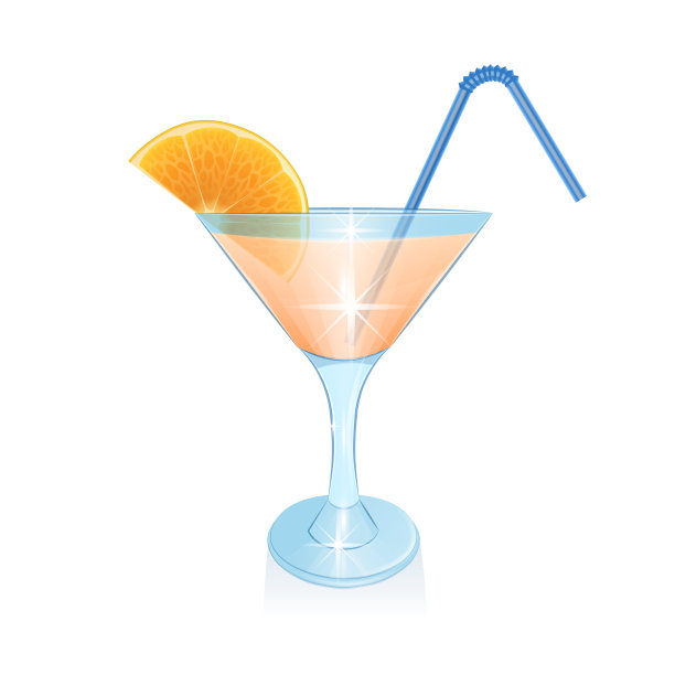 橙片鸡尾酒，用吸管图片下载