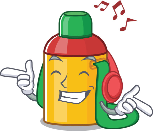 听音乐的孩子水瓶卷轴吉祥物图片下载