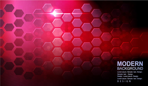 几何红色设计与六角形网格和图片下载