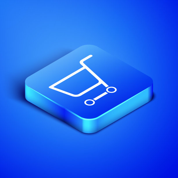 等距购物车图标隔离在蓝色图片下载