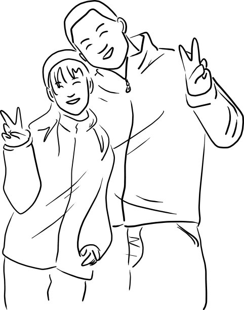 情侣用手做胜利手势图片下载