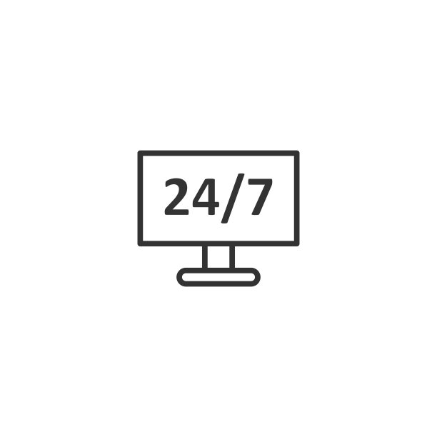 扁平风格的24/7全天候服务电脑图标图片下载