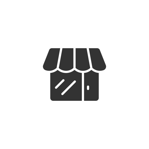 商场图标在平面风格的商店上白色孤立图片下载