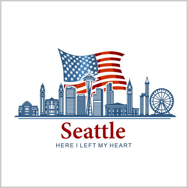 西雅图城市天际线详细轮廓美国图片下载