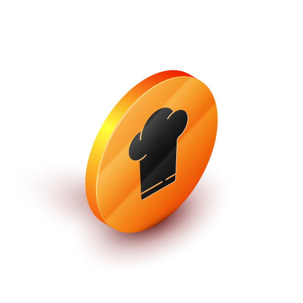 等距厨师帽图标孤立在白色图片下载