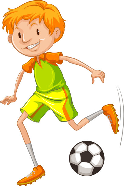 在白色背景上踢足球的运动员图片下载
