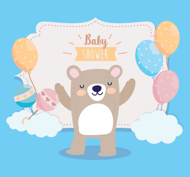 用短裤气球给可爱的小熊洗澡图片下载