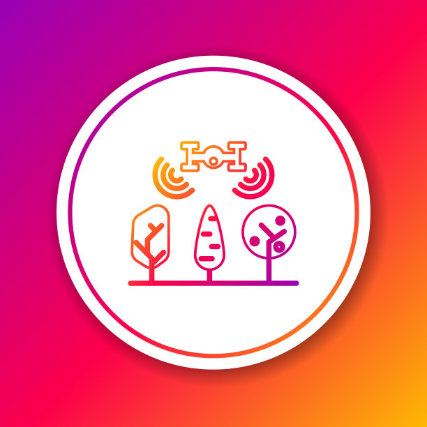 彩色线智能农场与无人机控制和树木图片下载