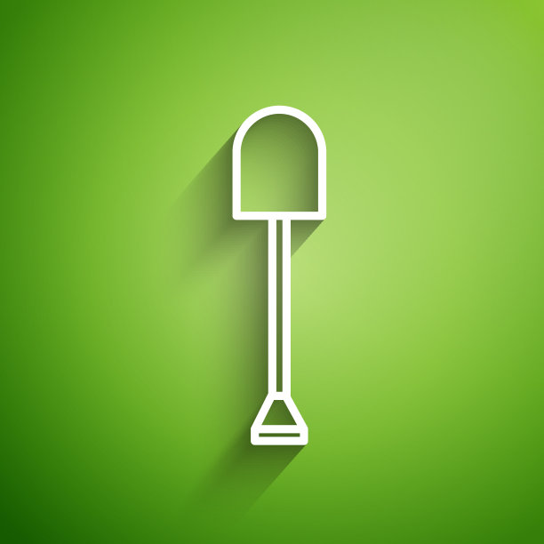 白线铲图标隔离在绿色图片下载