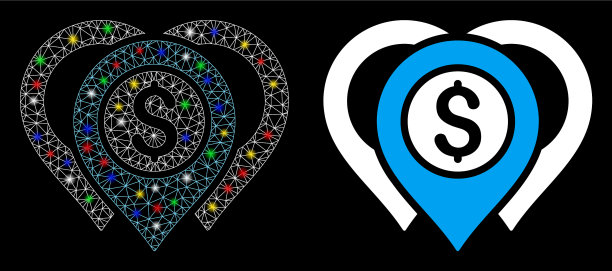 耀斑网线框美元地图标记图标图片下载