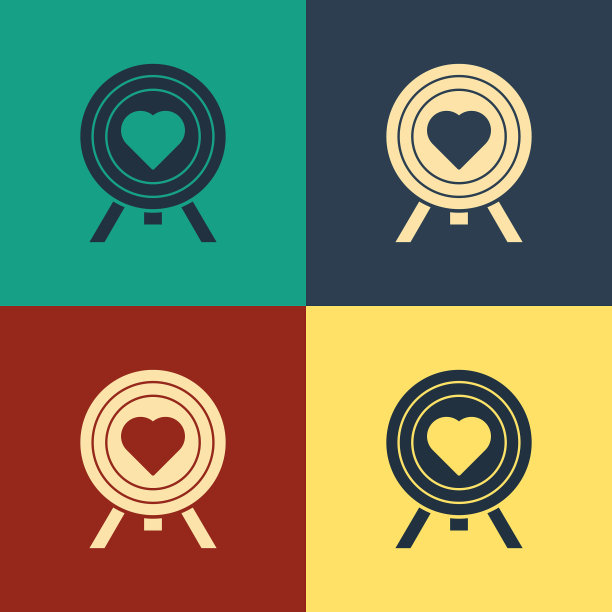 颜色心在中心飞镖目标瞄准图标图片下载