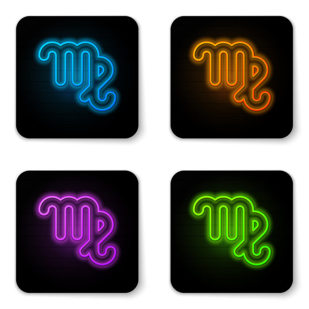 发光的处女星座星座图标孤立图片下载