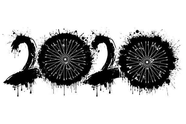抽象数字2020和自行车车轮从污点图片下载