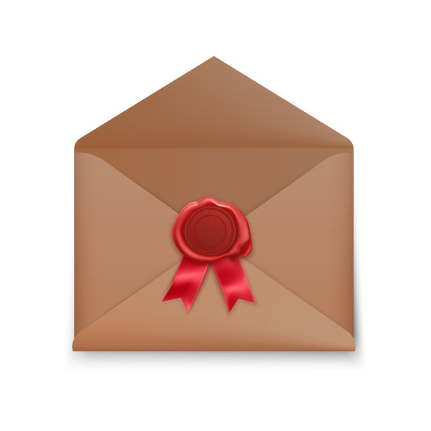 逼真的旧邮资信封与红封蜡图片下载