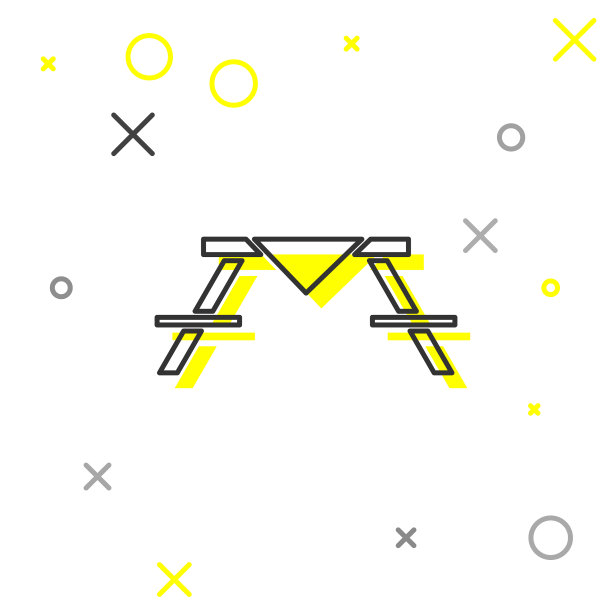 灰色线条的野餐桌子两边都有长凳图片下载