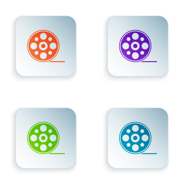 彩色胶片卷轴图标孤立在白色背景上图片下载