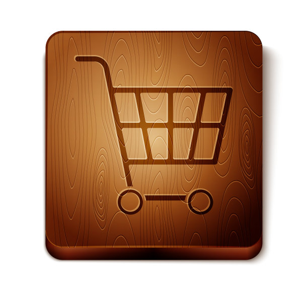 棕色购物车图标孤立在白色图片下载