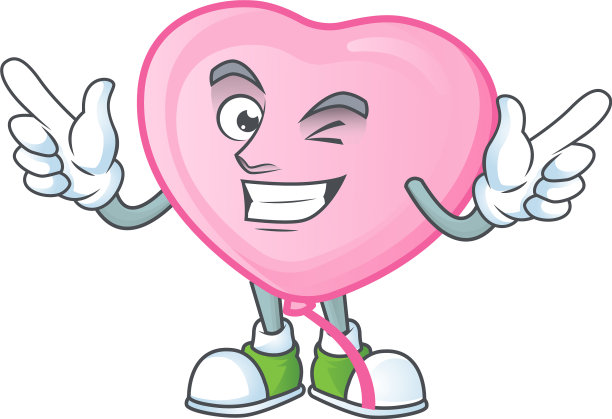 有趣的粉色爱气球卡通人物风格图片下载