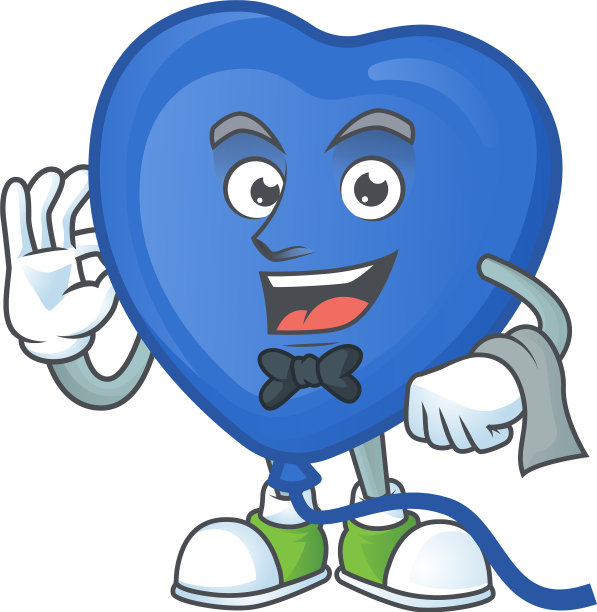 蓝爱气球卡通人物当服务员图片下载