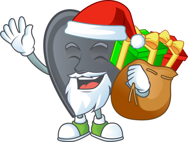 圣诞老人带着礼物袋黑色爱情卡通图片下载