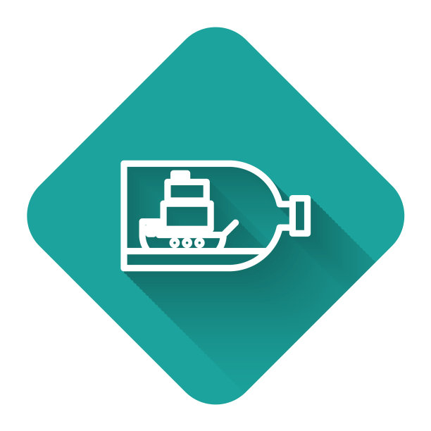 白色线玻璃瓶子与船内的图标图片下载