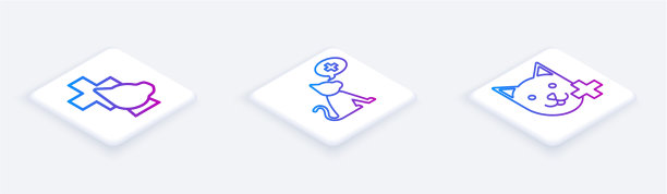 设兽医诊所符号等距线图片下载