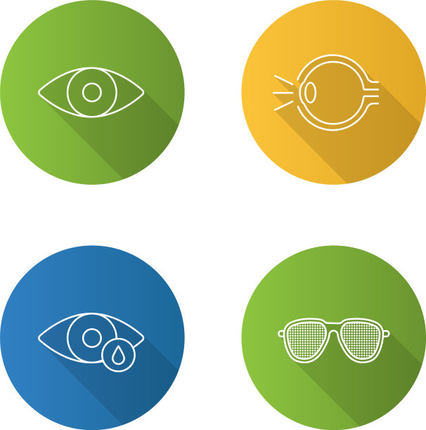 眼科平线长影图标集图片下载